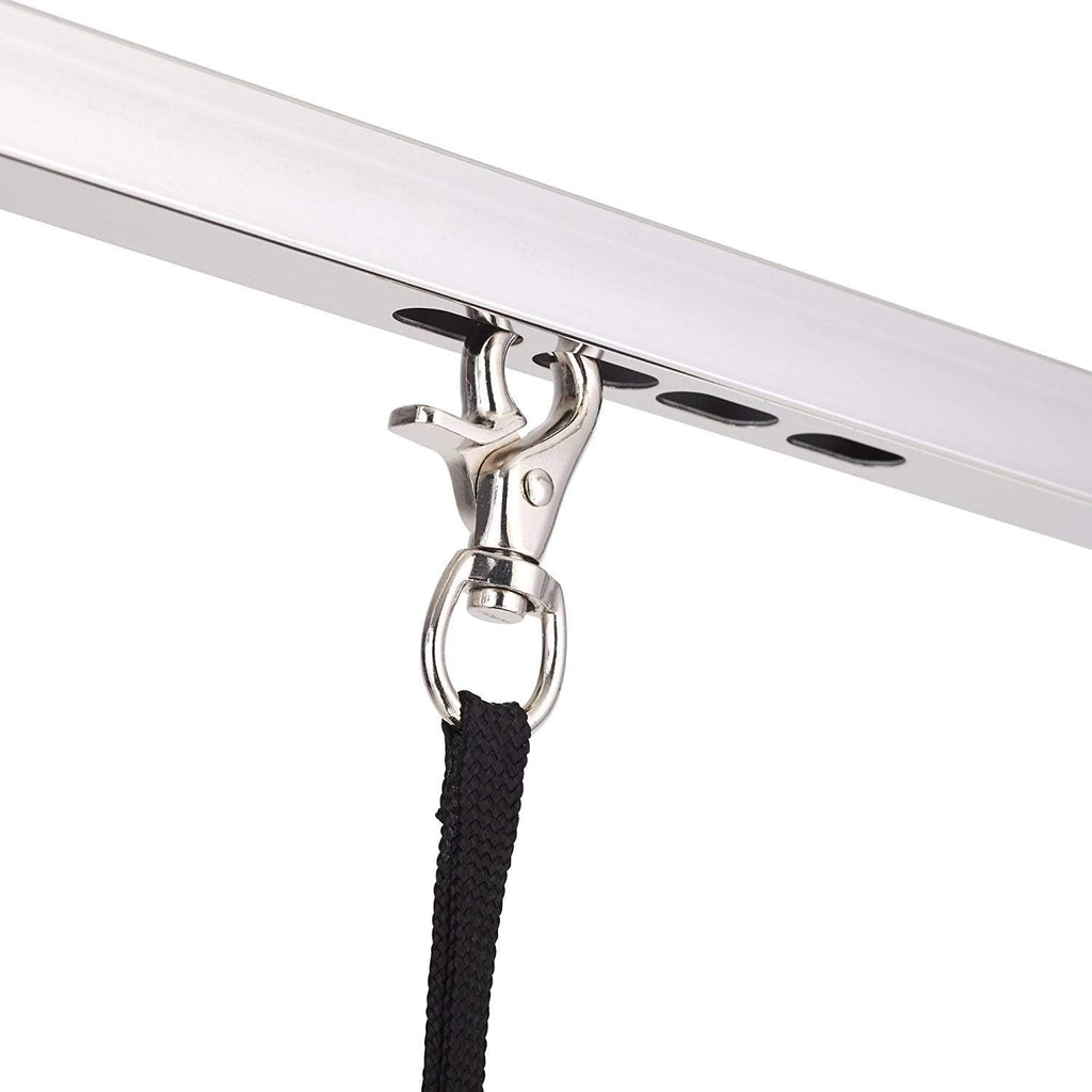 36" Folding Dog Pet Grooming Table with Adjustable Arm and Clamps, Loop Noose Stainless Steel Frame Rubber Mat D862