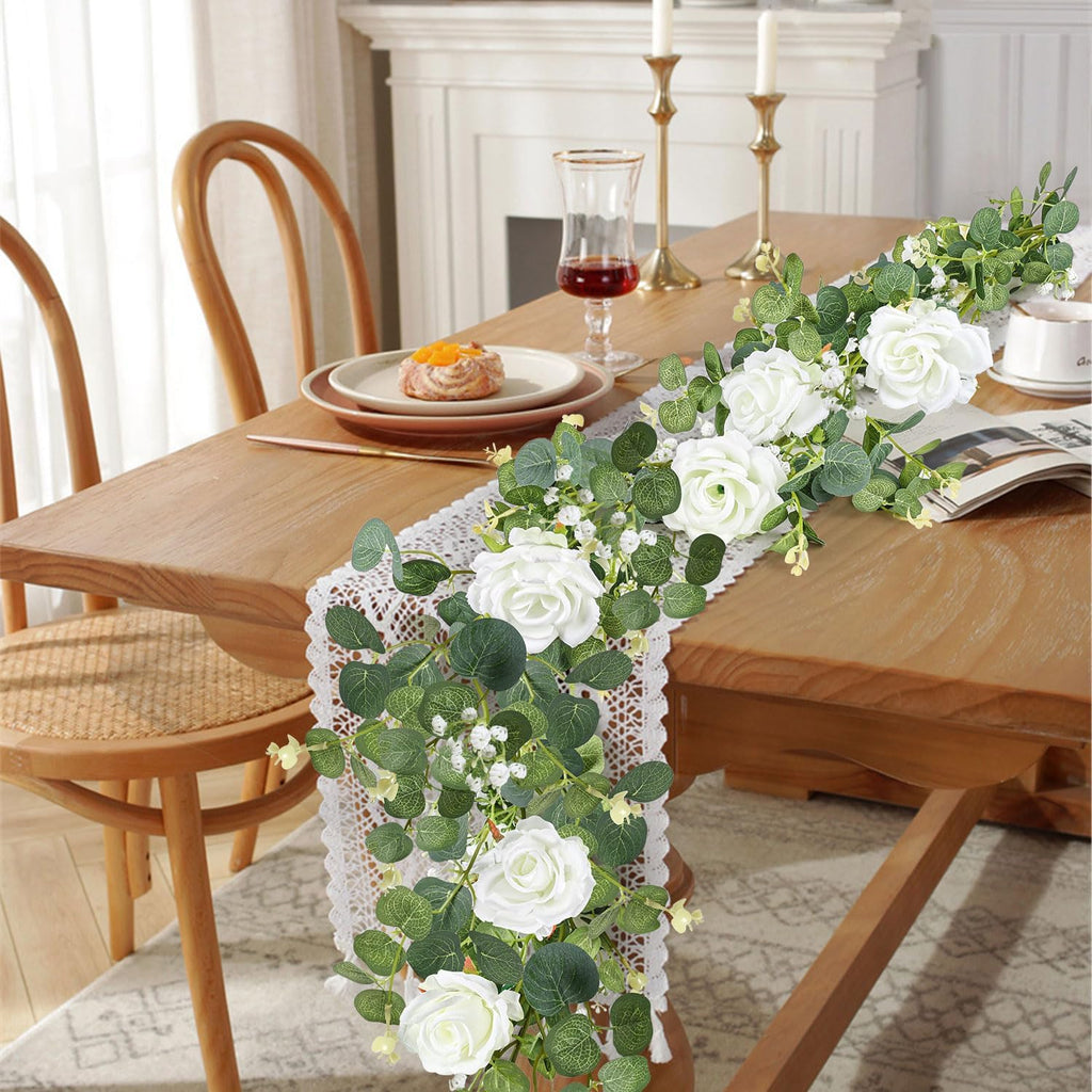 6.5ft Artificial Eucalyptus Garland with Flowers V12492