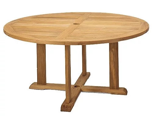 5 Pc Teak Dining Set with Round Table and 4 Arm Chairs C77021