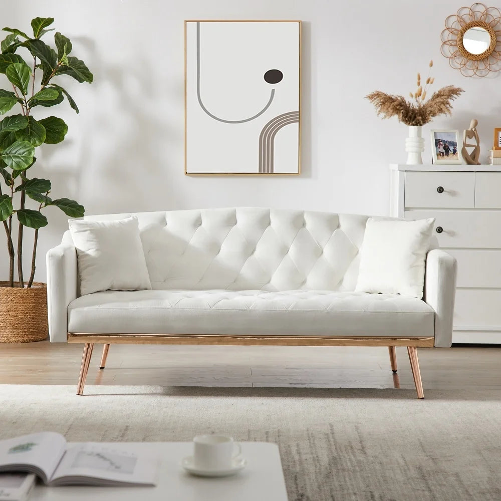 White Velvet Convertible Sofa Bed M22075