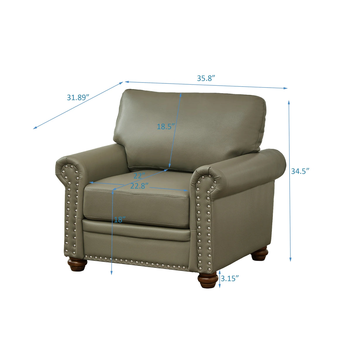 Grey Faux Leather Single Seat Sofa Chair K460