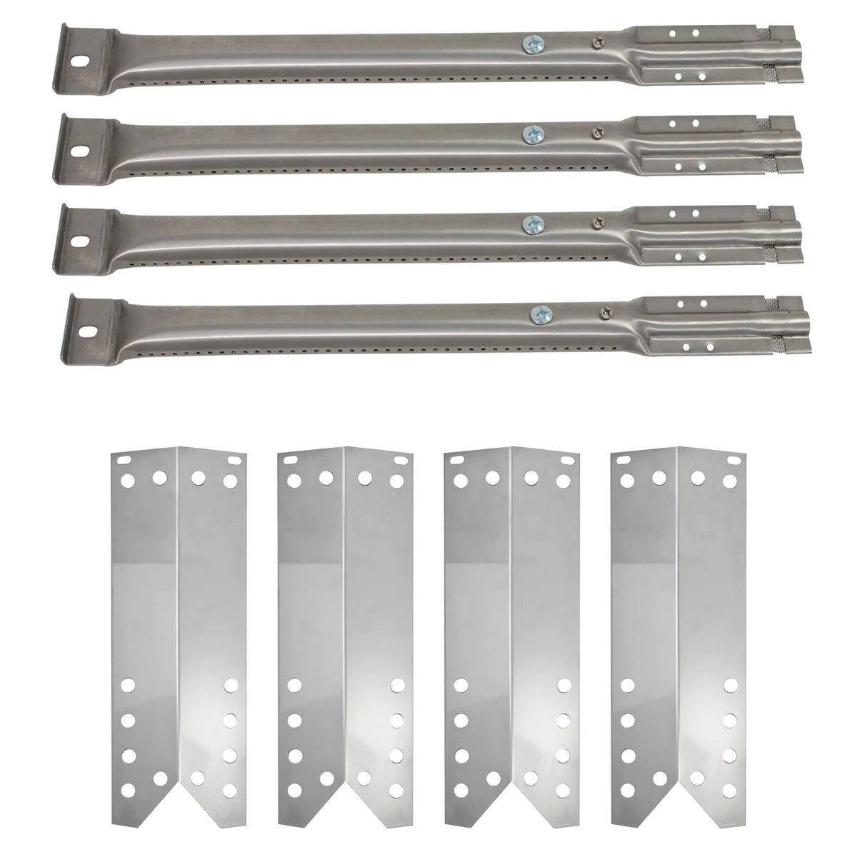 4-Pack Stainless Steel BBQ Gas Grill Tube Burner & Heat Shield Plate Replacement Parts X2187