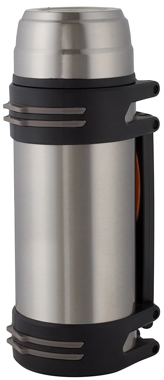Large Stainless Steel Double Wall Vacuum Insulated Beverage Bottle with Plastic Drinking Mug J662