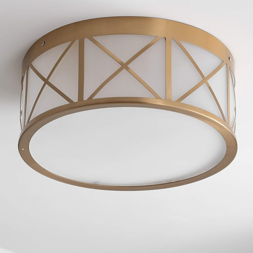 15 Drum Metal/Glass Flush Mount, Brass Gold M57241