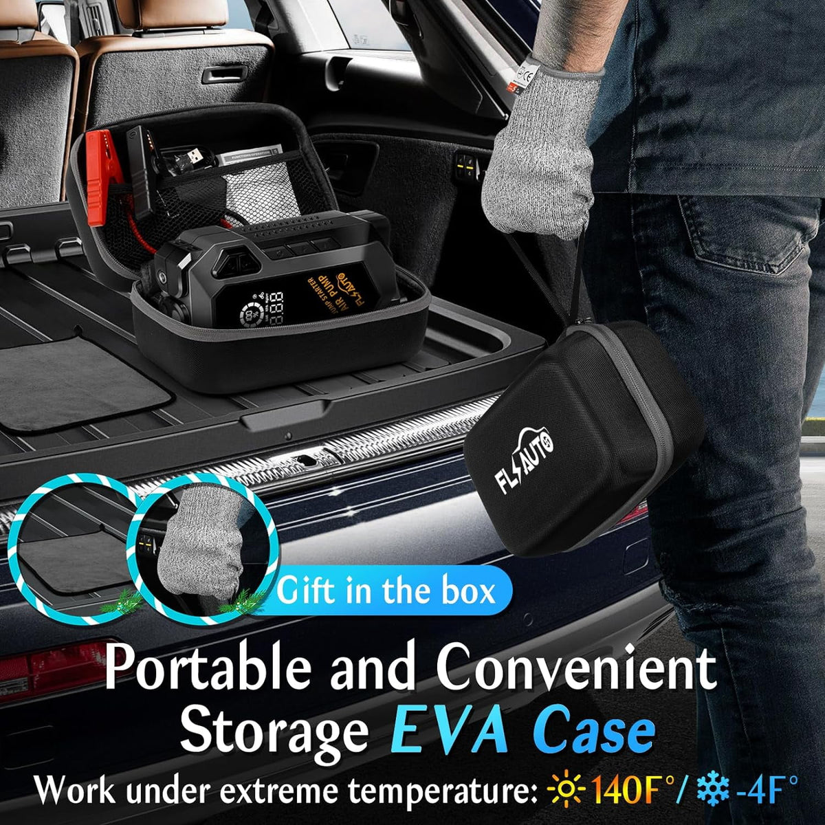 Portable 4000A Peak Car Jump Starter with 150 PSI Air Compressor E70695