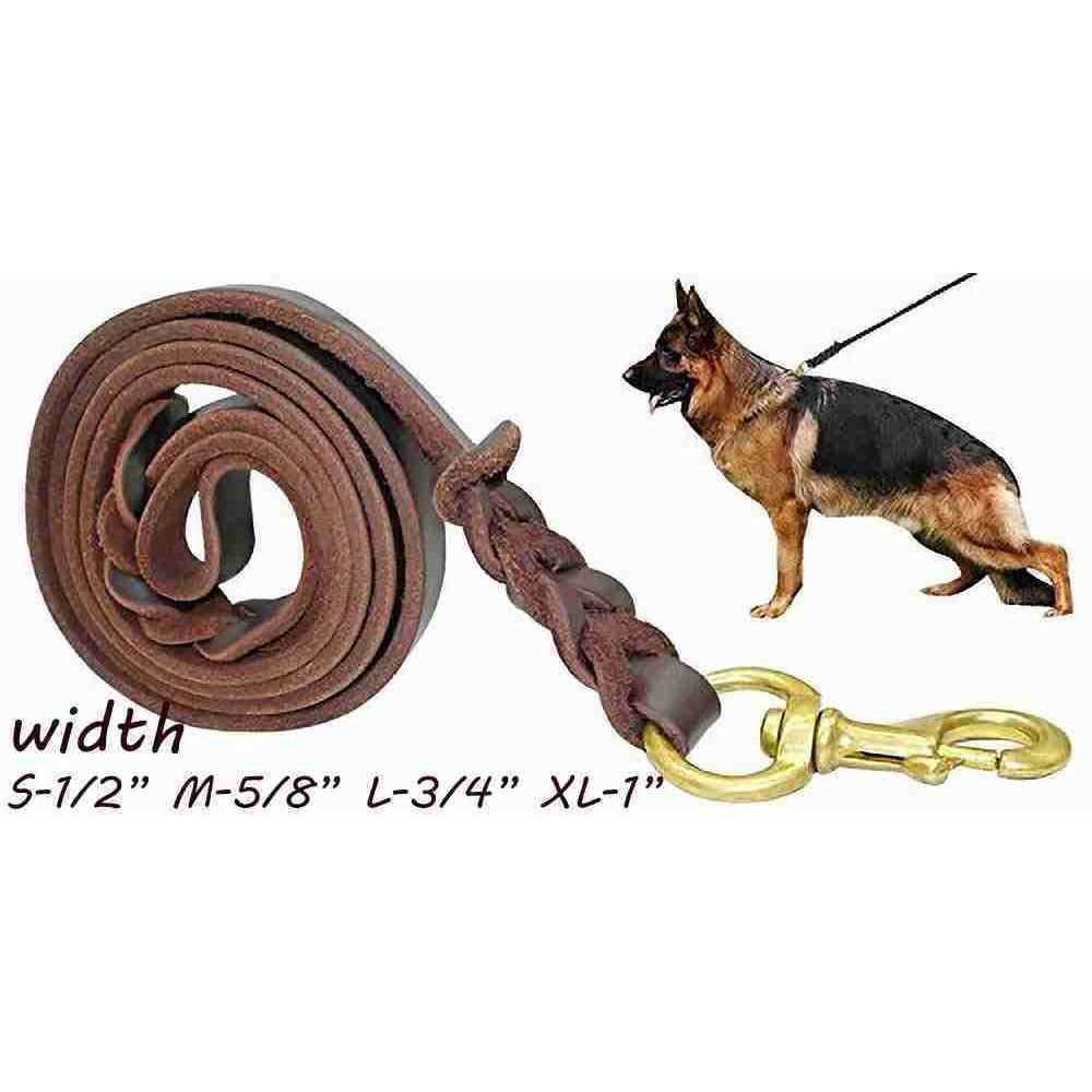 Leather 6 Foot Braided Dog Leash K441536