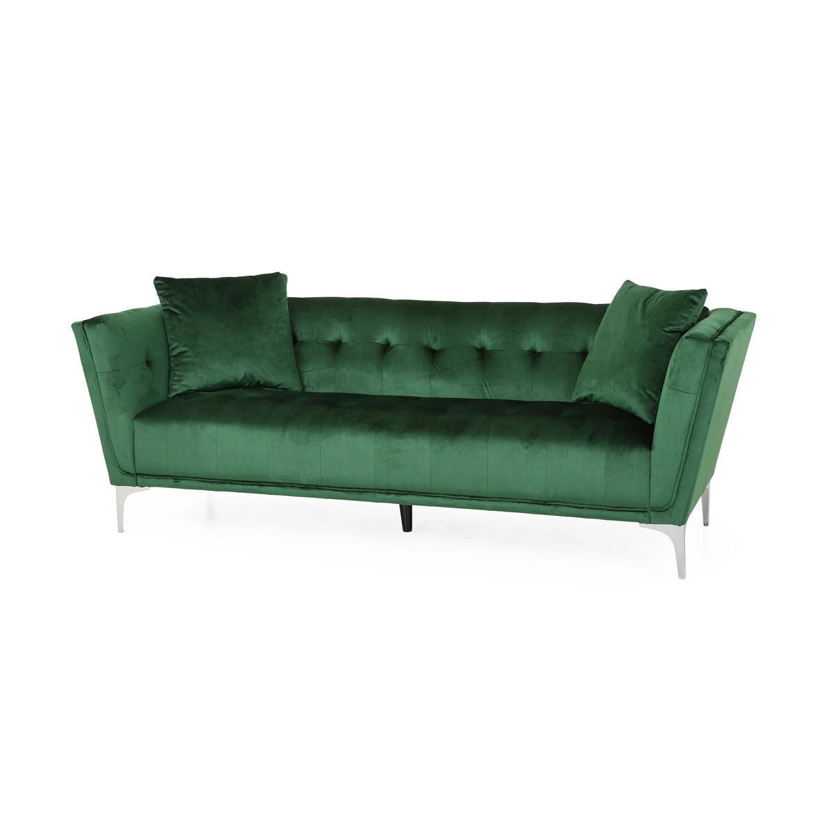 Modern Glam Velvet Tufted 3 Seater Sofa with Accent Pillows S761168