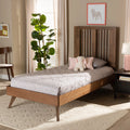 Twin Ash Walnut Wood Platform Bed A2968