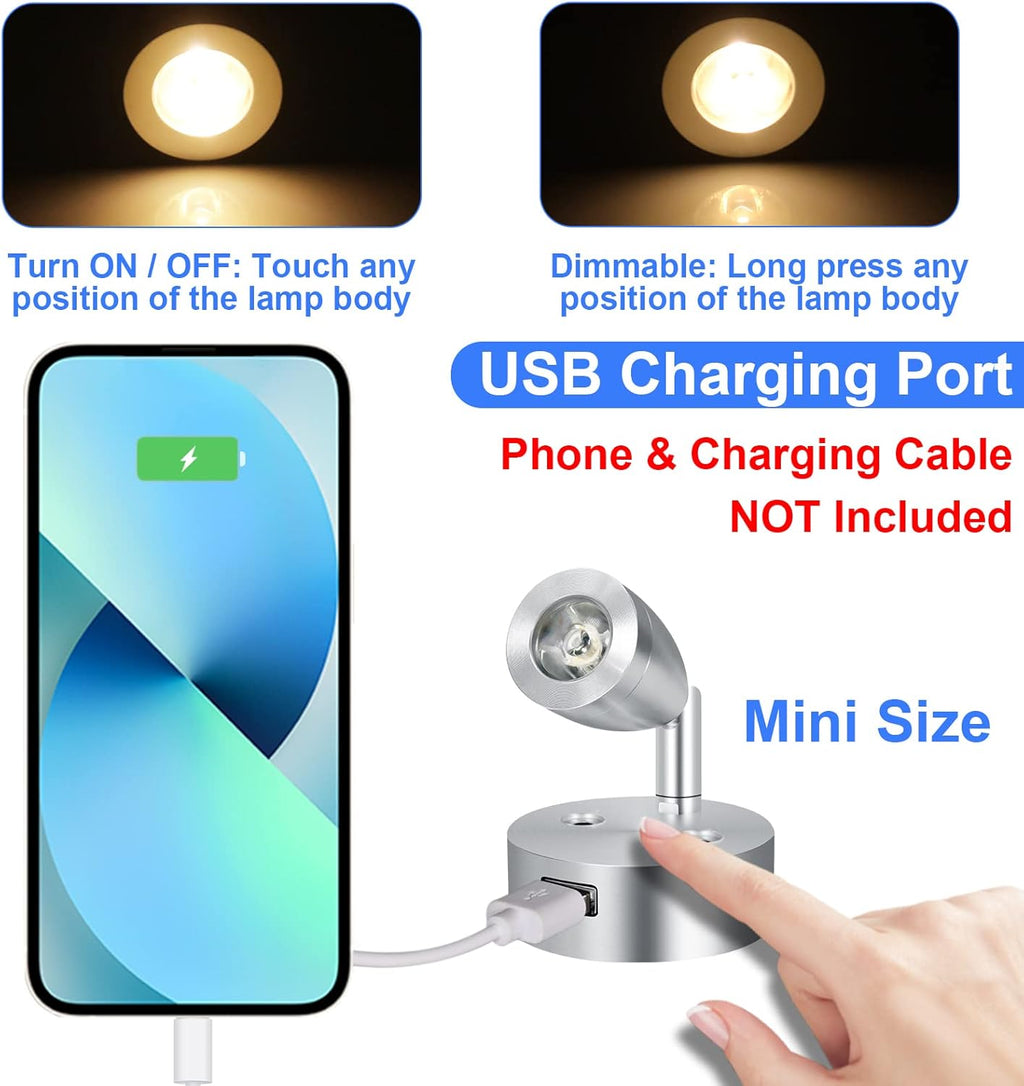 4PCS DC12-24V LED Aluminum Dimmable Warm White Reading Lamp C1377