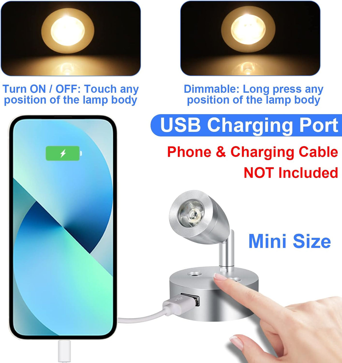 4PCS DC12-24V LED Aluminum Dimmable Warm White Reading Lamp C1377