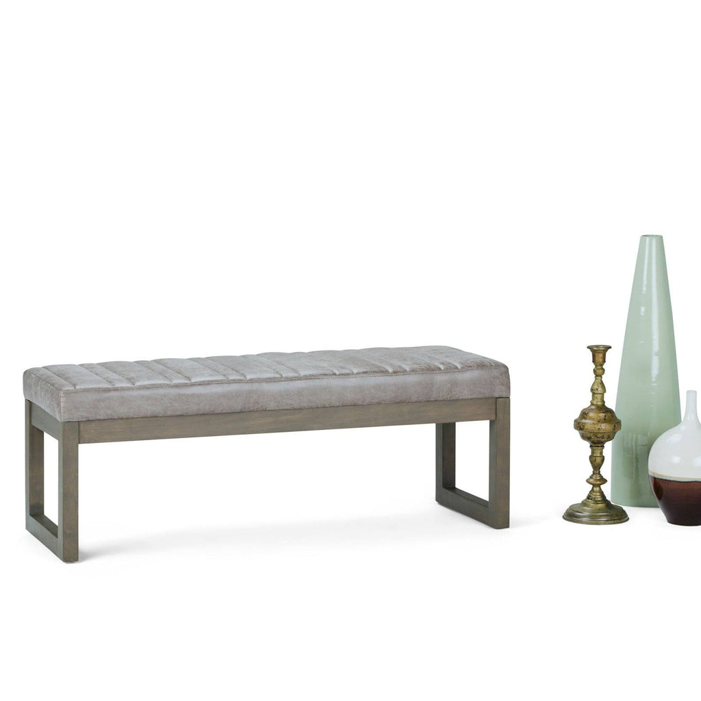 Distressed Grey Taupe Ottoman Bench H40157