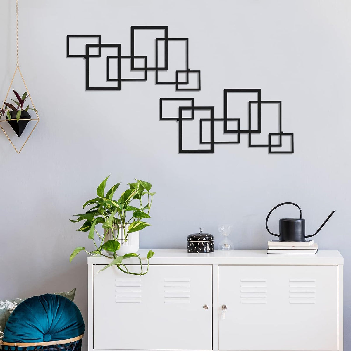 2 Pcs Black Metal Wall Art B8235