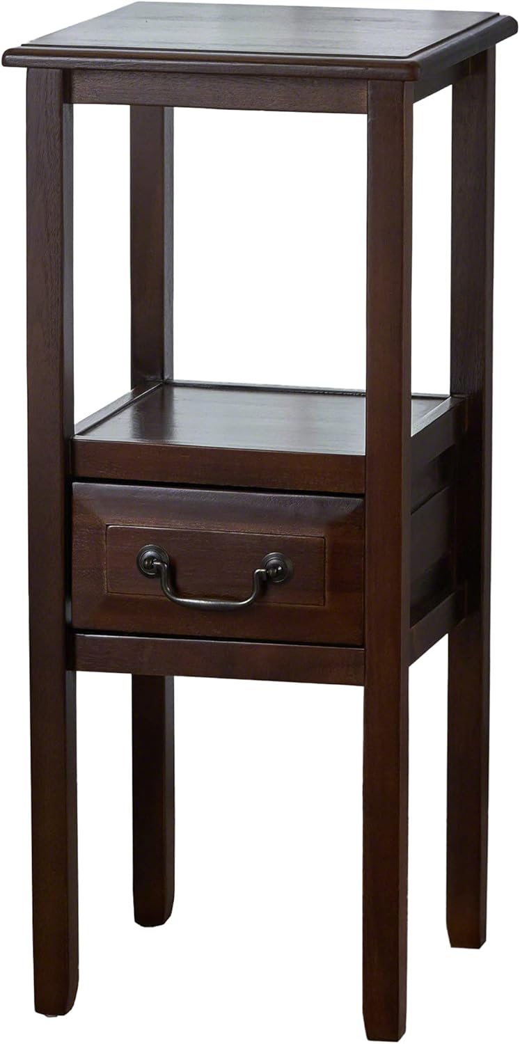 Brown Mahogany Acacia Wood Accent Table with Drawer A355971
