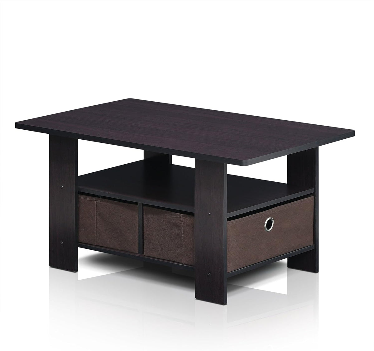 Americano Medium Brown Coffee Table and End Table with Bin Drawer U781671