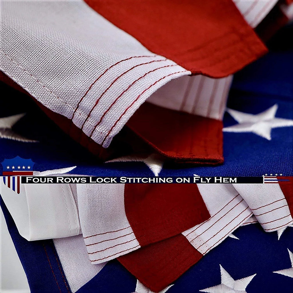 American Flag 4x6 Ft Heavy Duty Spun Polyester Embroidered Stars Sewn Stripes Brass Grommets L555029