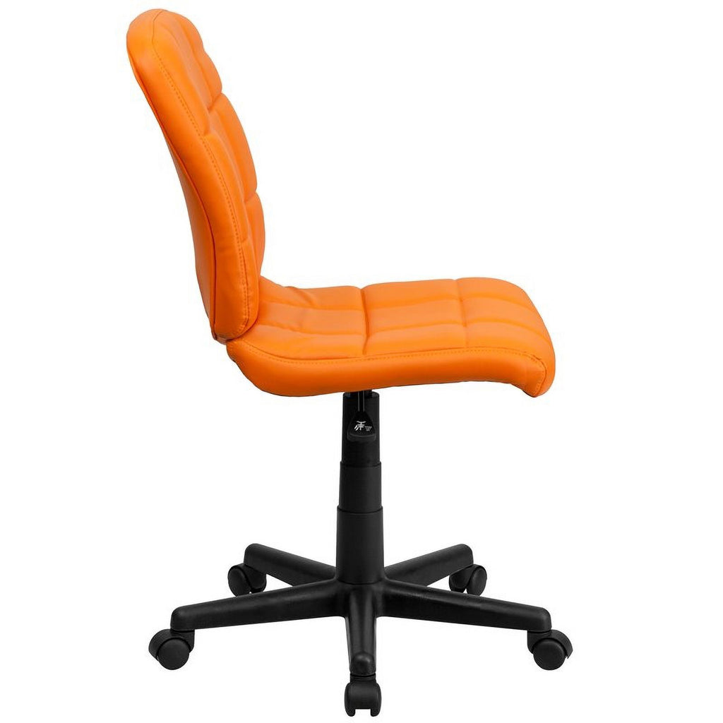 Orange Vinyl Quilted/Nylon Mid-Back Office Chair D1783