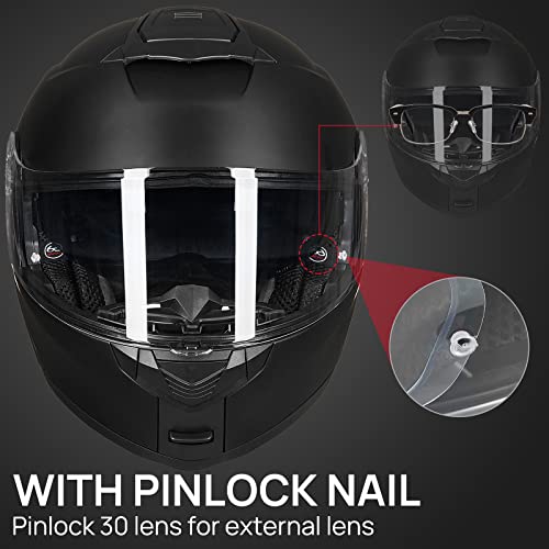 Matte Black Large Modular Full Face Motorcycle Helmet L225