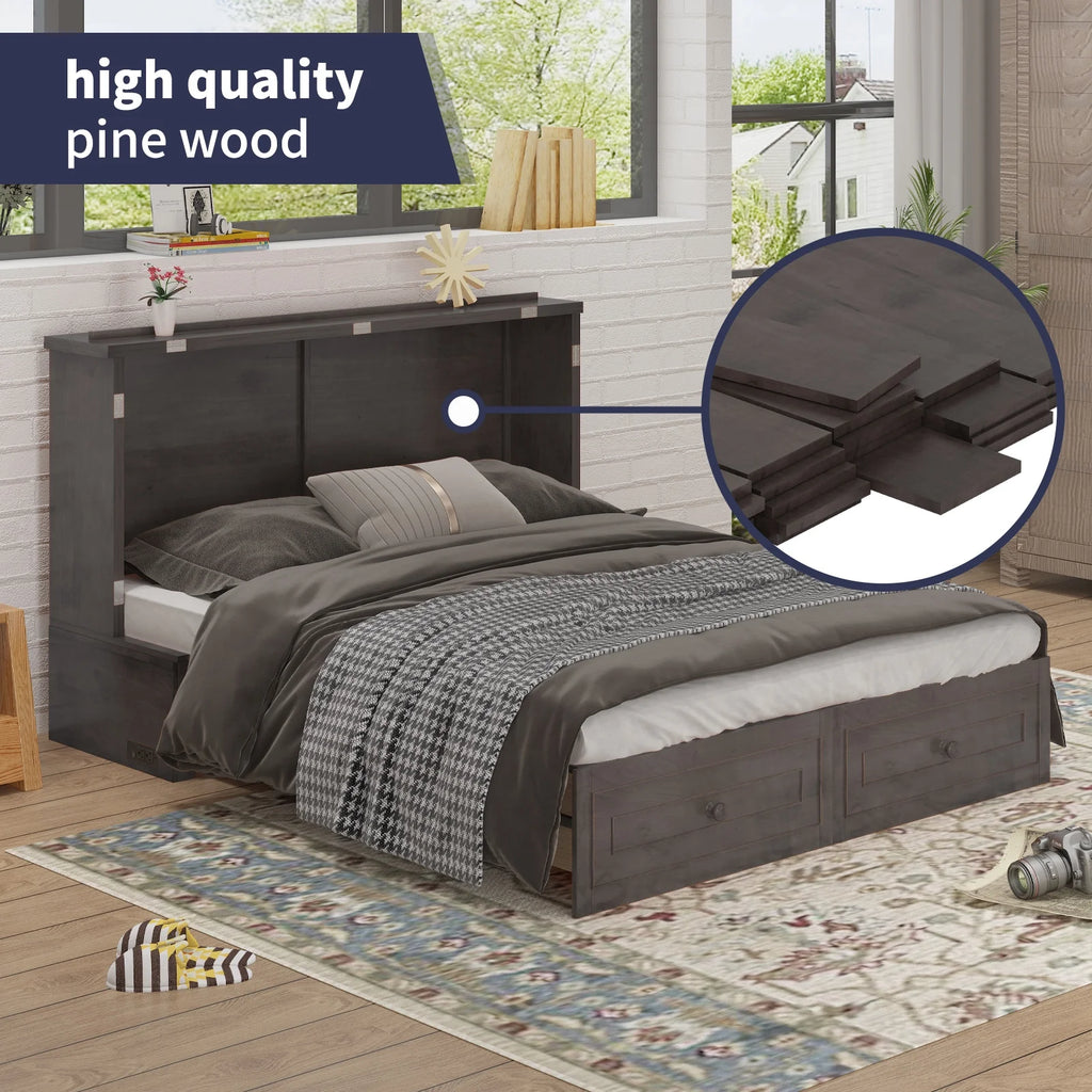 Queen Size Murphy Bed Cabinet with Storage Drawer D590204