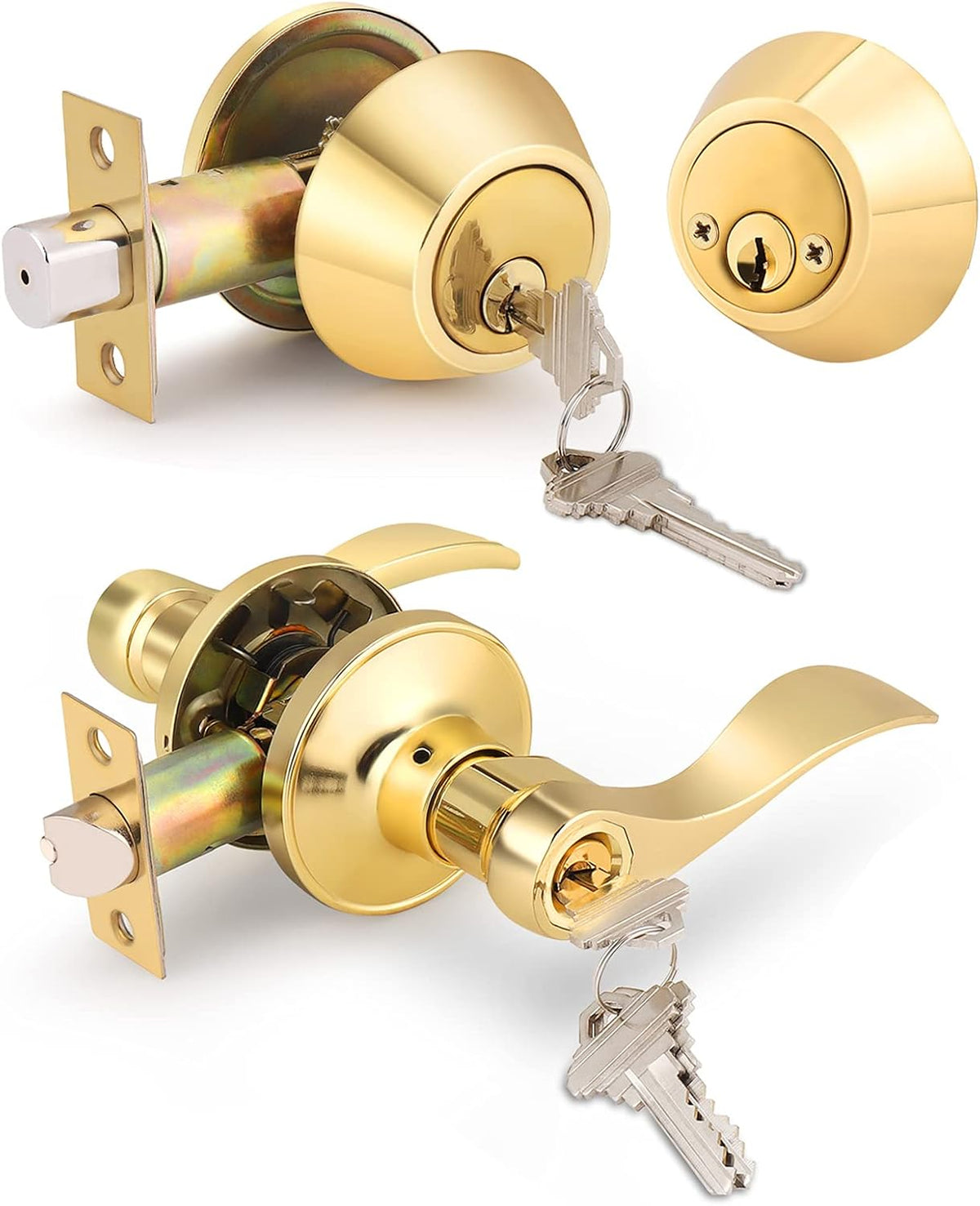 Satin Nickel Double Cylinder Deadbolt Combo Locksets, 5 Pack V876