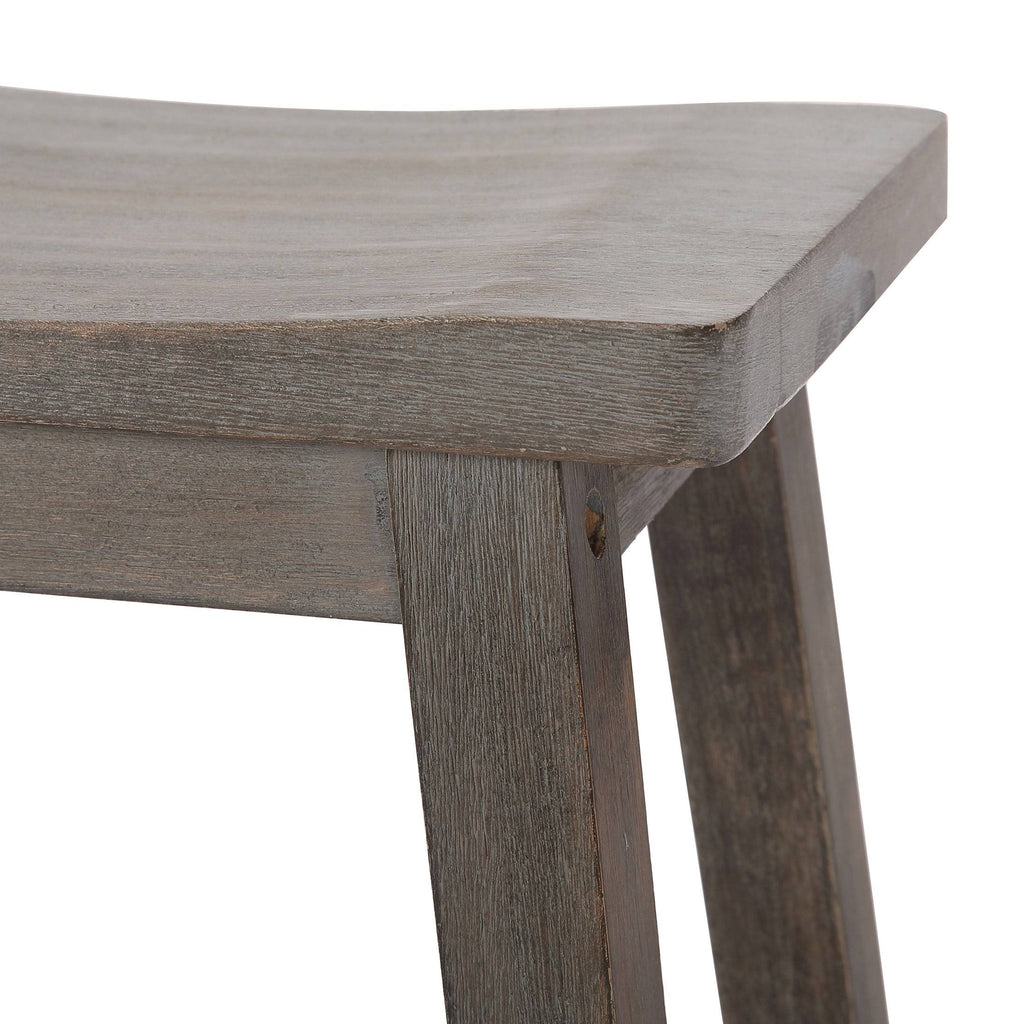 Solid Wood Saddle Counter Stool Open Gray A684
