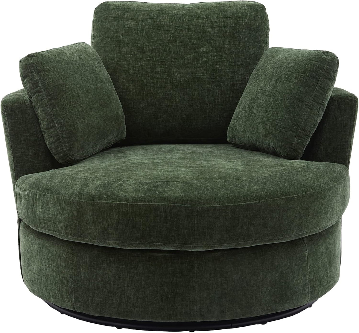 Green Chenille Oversized Swivel Barrel Chair M107561