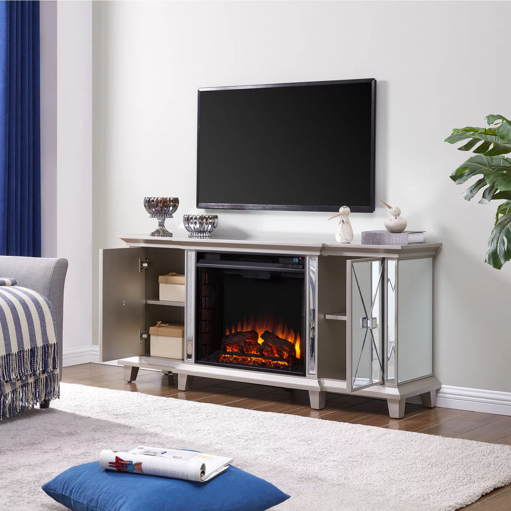 Mirrored Electric Fireplace Media Console L743927