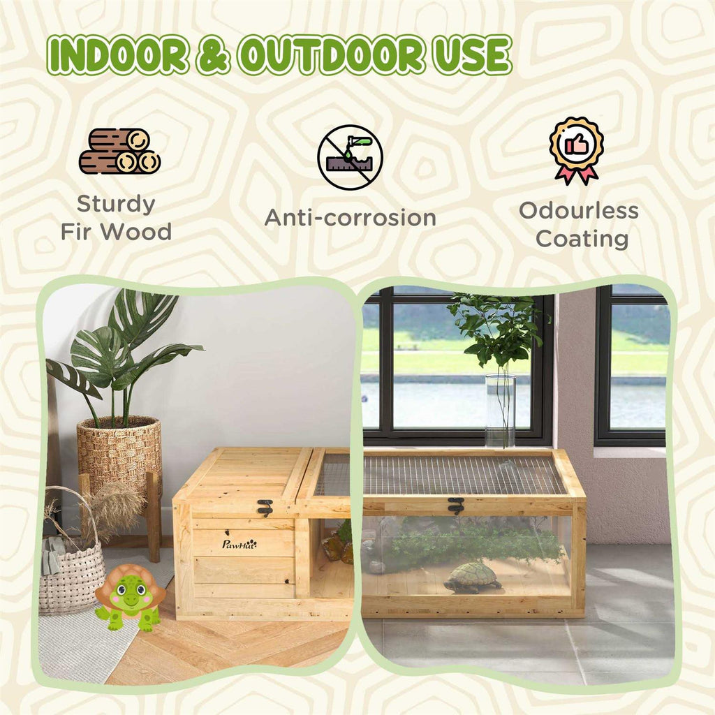 Wooden Tortoise House Turtle Habitat Enclosure Reptile Cage S319