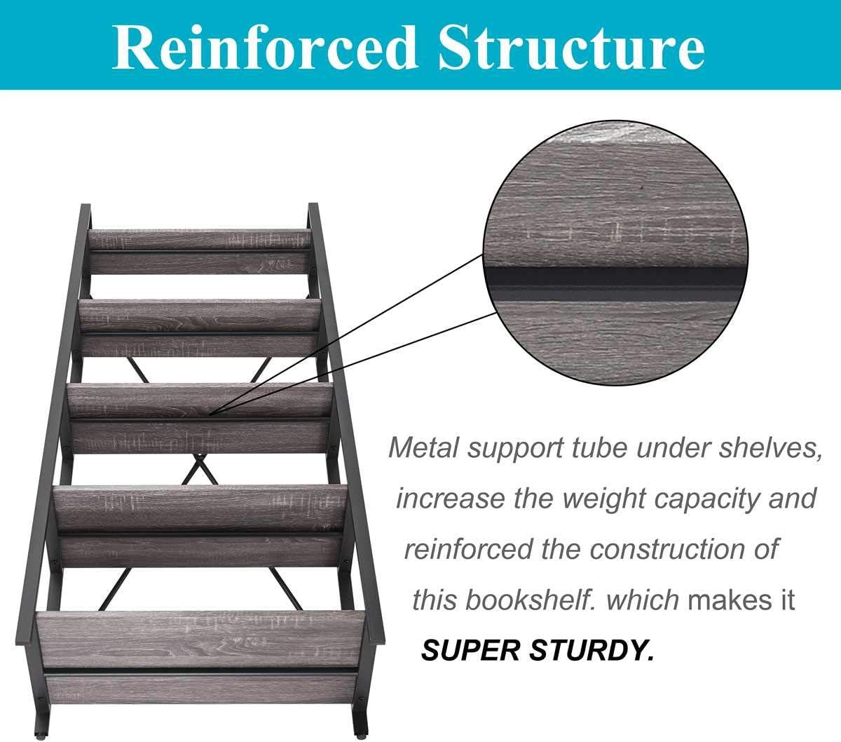 Industrial 5 Tier Ladder Shelf (Dark Gray Oak) P49806