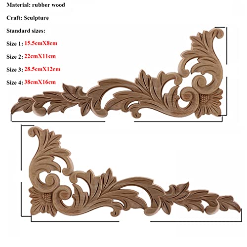 Natural Floral Wood Carved Wooden Figurines Corner Appliques Frame Wall Door Furniture Wood Carving Decorative 10cmX55cm N92222