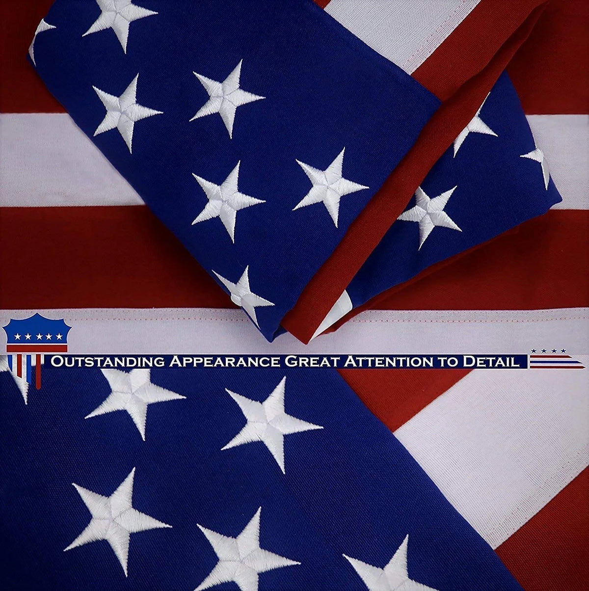 American Flag 4x6 Ft Heavy Duty Spun Polyester Embroidered Stars Sewn Stripes Brass Grommets L555029