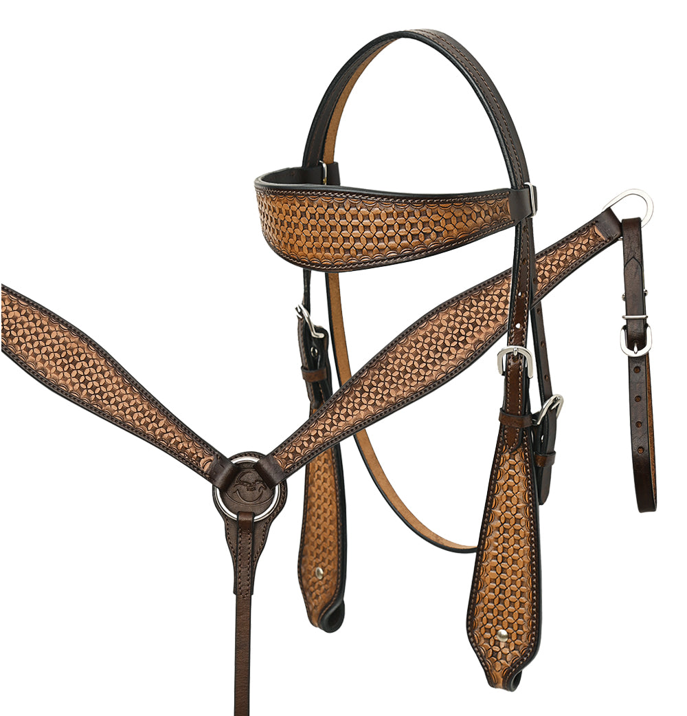 Dark Brown Leather Saddle Set with Reins A130