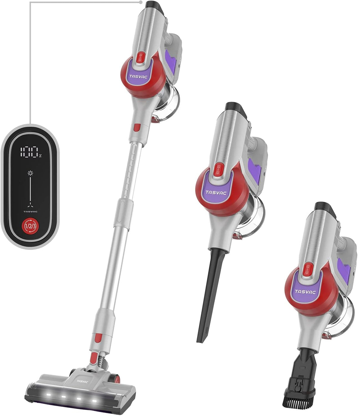 Cordless Stick Vacuum Cleaner with LED Display, 260W 50 Minutes Runtime E17497