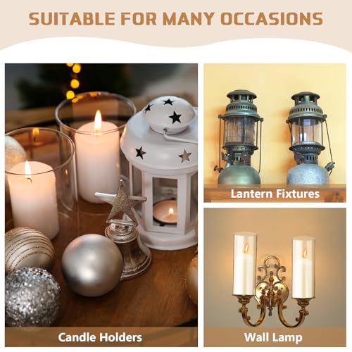 6 Sets Hurricane Candle Holder Sleeve with Pillar Candles Glass Clear Chimney Shade I38221