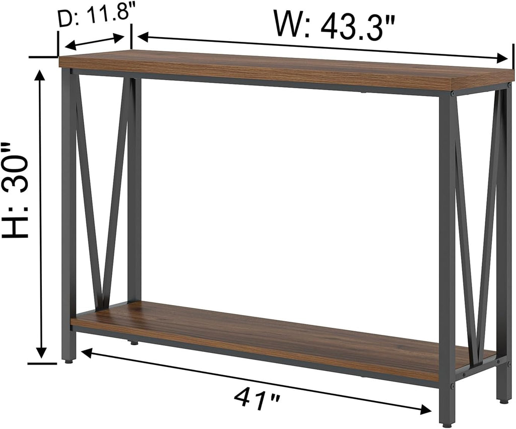 Rustic Walnut Coffee Table with Storage Shelf C9981