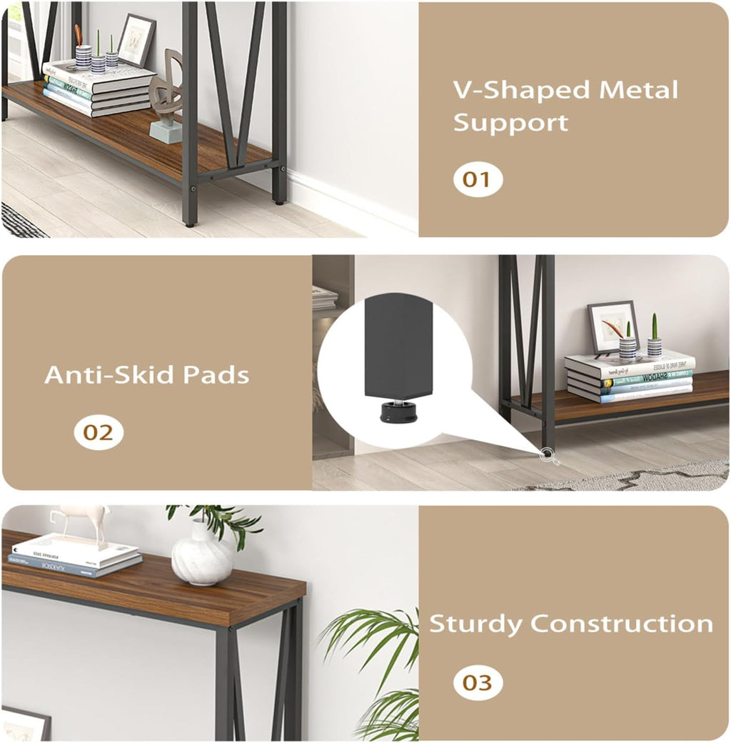 Rustic Walnut Coffee Table with Storage Shelf C9981