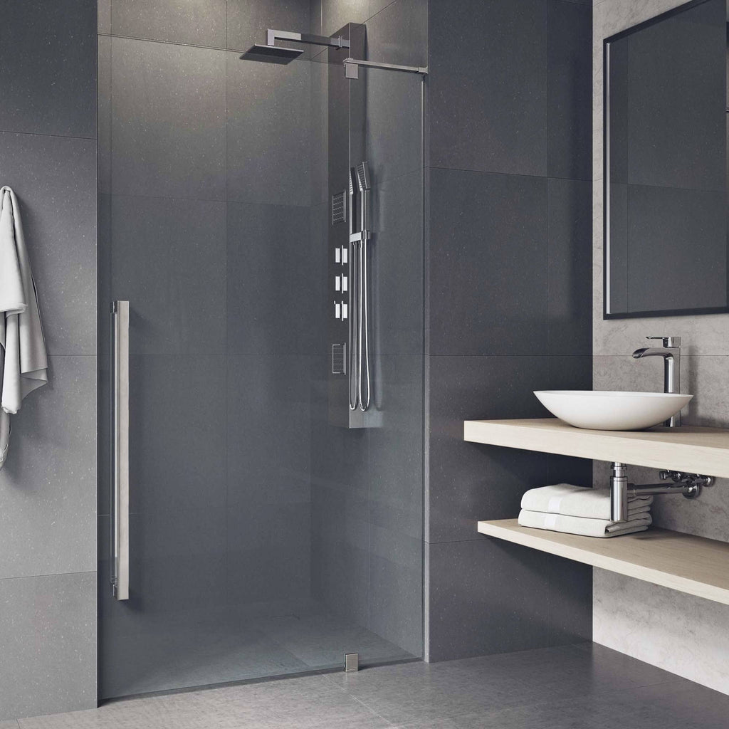 Adjustable Frameless Pivot Shower Door in Stainless Steel C851