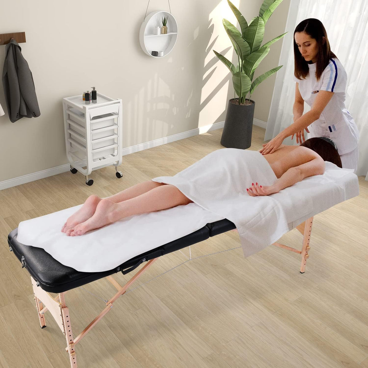 Black Ergonomic Massage Table with Carrying Case T1766