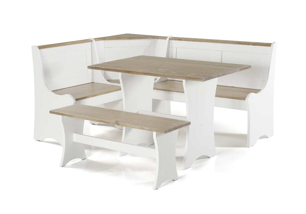 Breakfast Nook with Table and Bench, Driftwood and White Finish X108515
