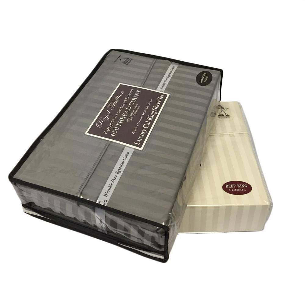 King / Ivory Striped Sheet Set A639