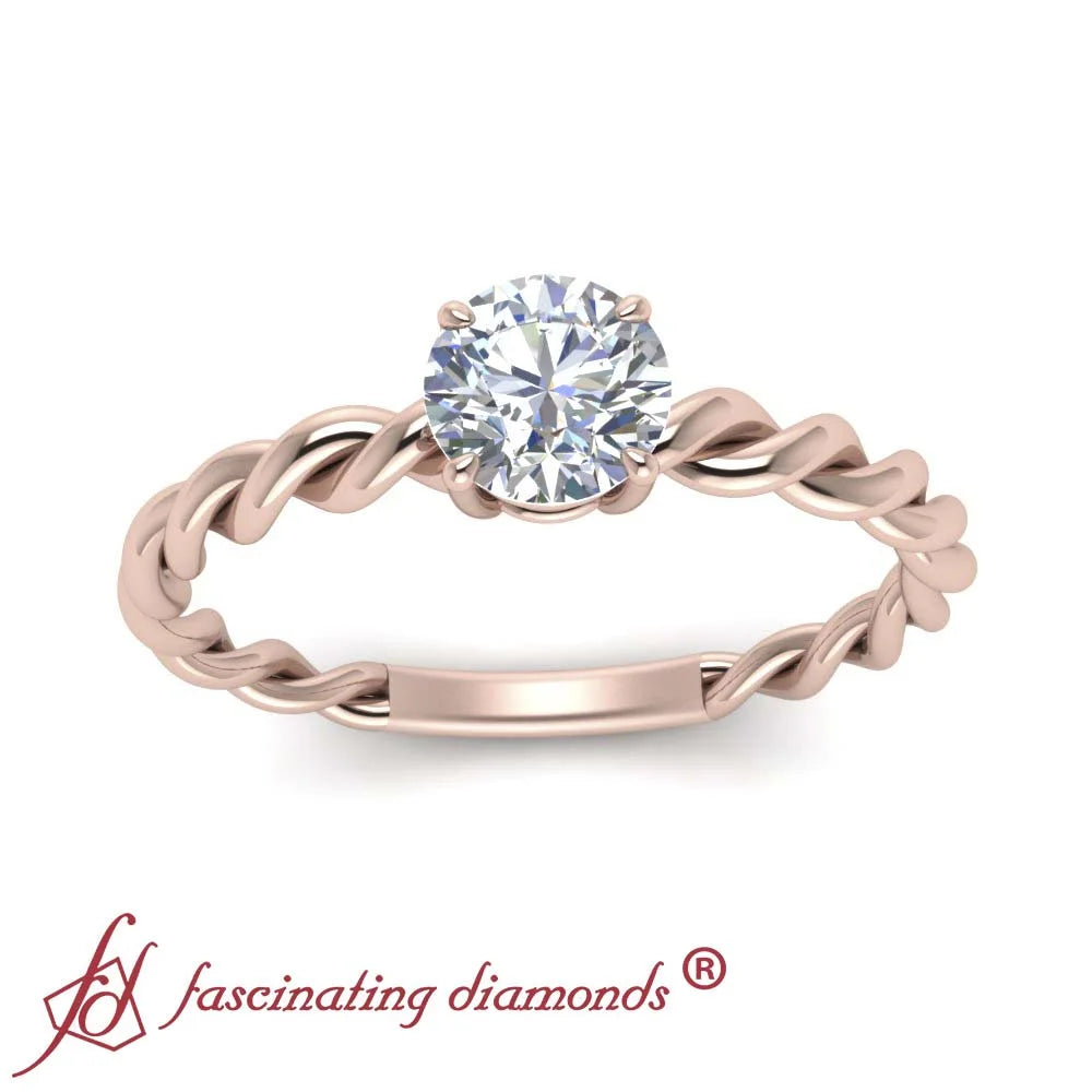 14K Gold Twisted Engagement Ring Diamond U530