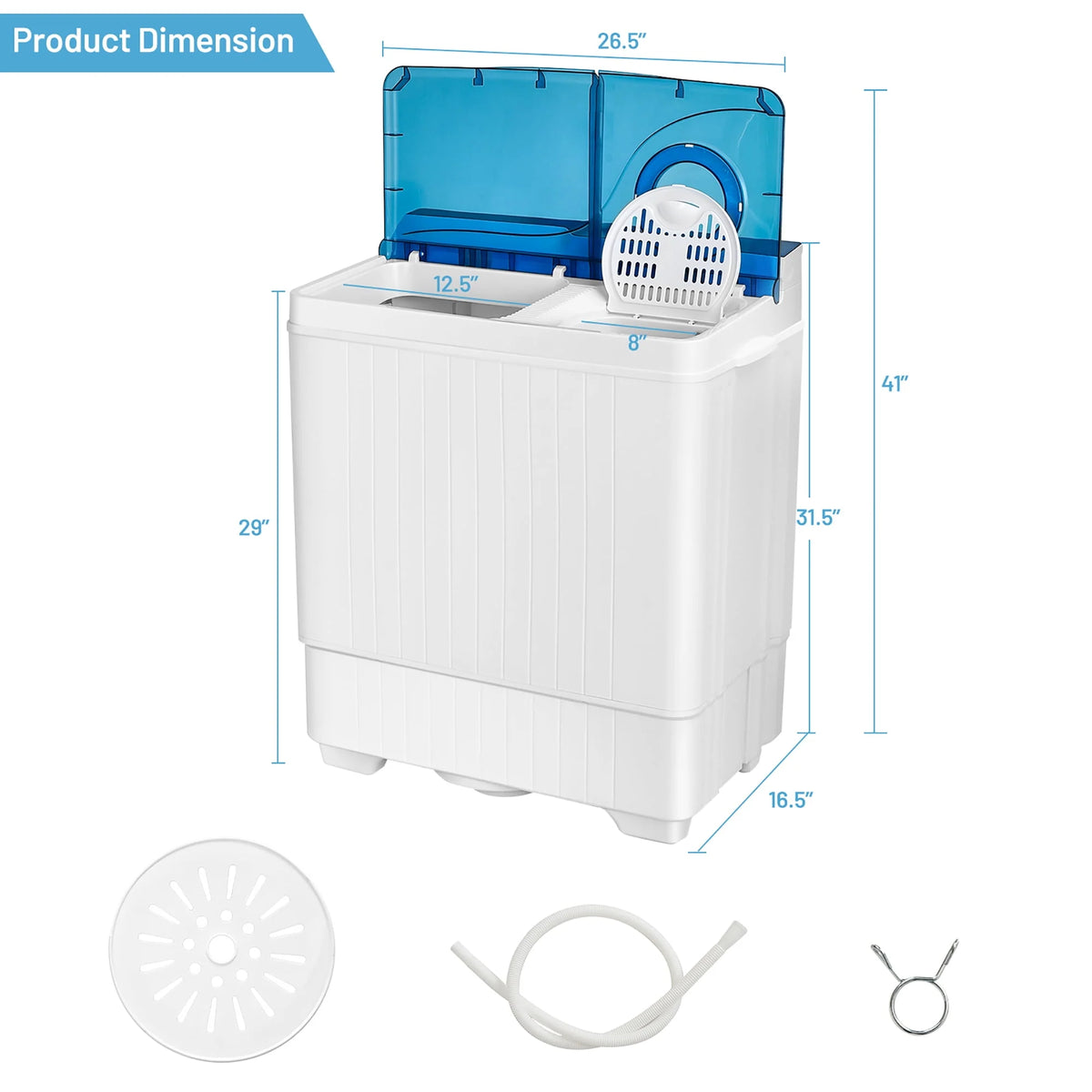 Portable Semi-automatic Washing Machine Blue H680931