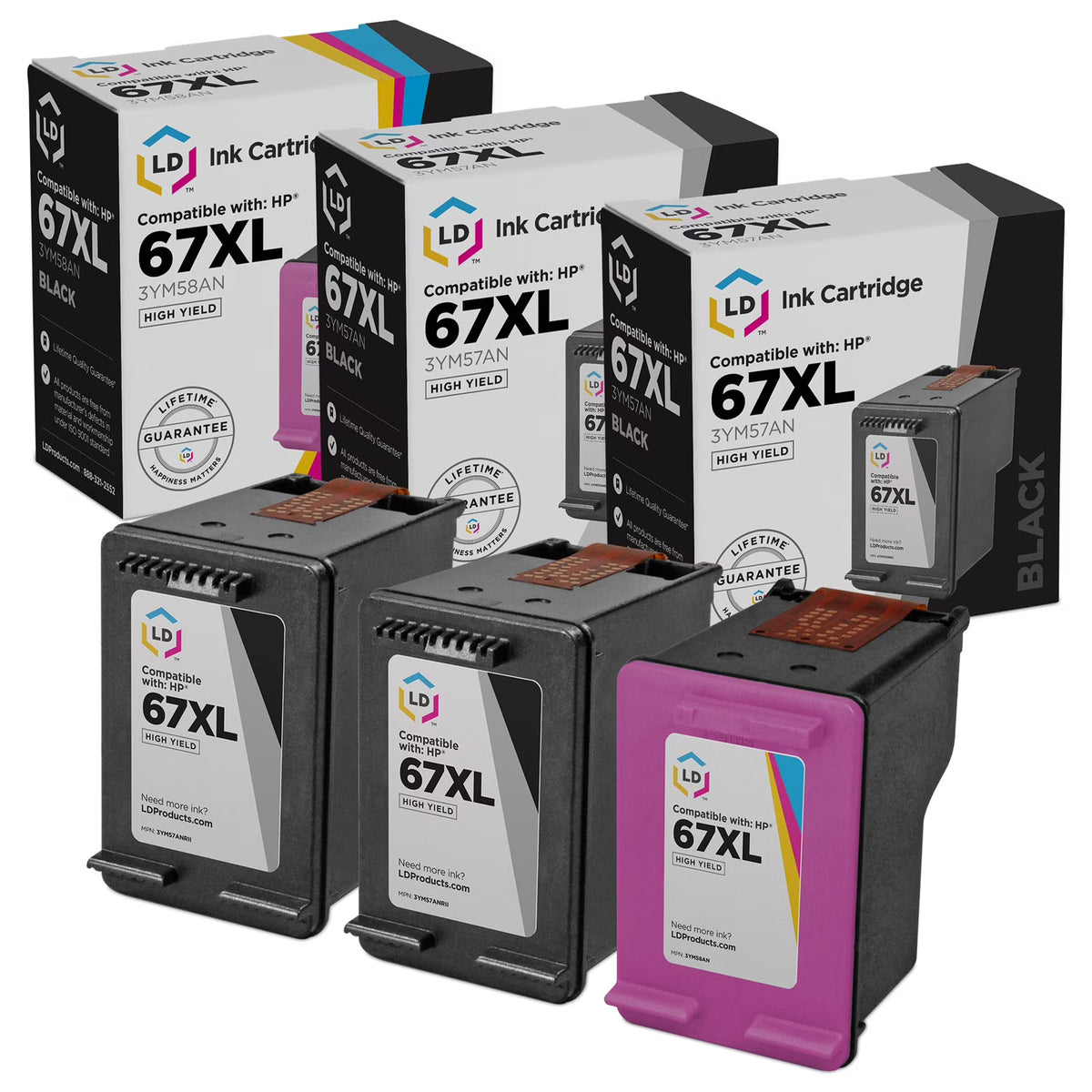 2 Black and 1 Color Ink Cartridges X41589