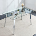 Rectangular Glass Dining Table with Tempered Glass Top and Silver Metal Legs M571408