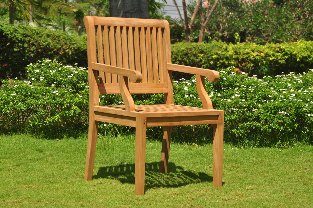 5 Pc Teak Dining Set with Round Table and 4 Arm Chairs C77021