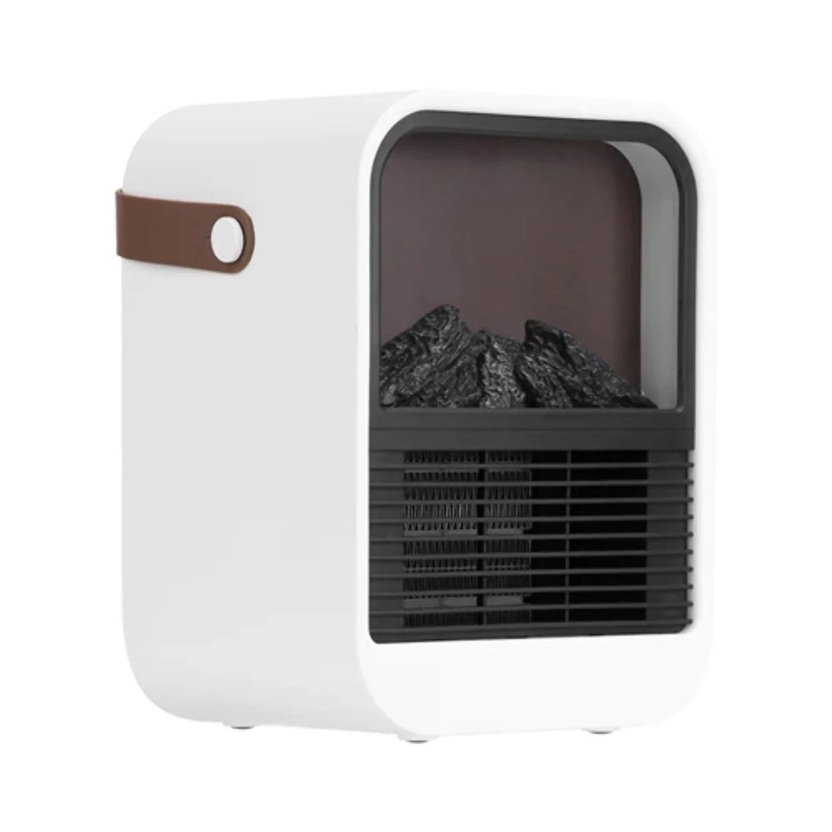 1500W Portable Electric Fireplace Space Heater with Realistic Burning Flame, White B953