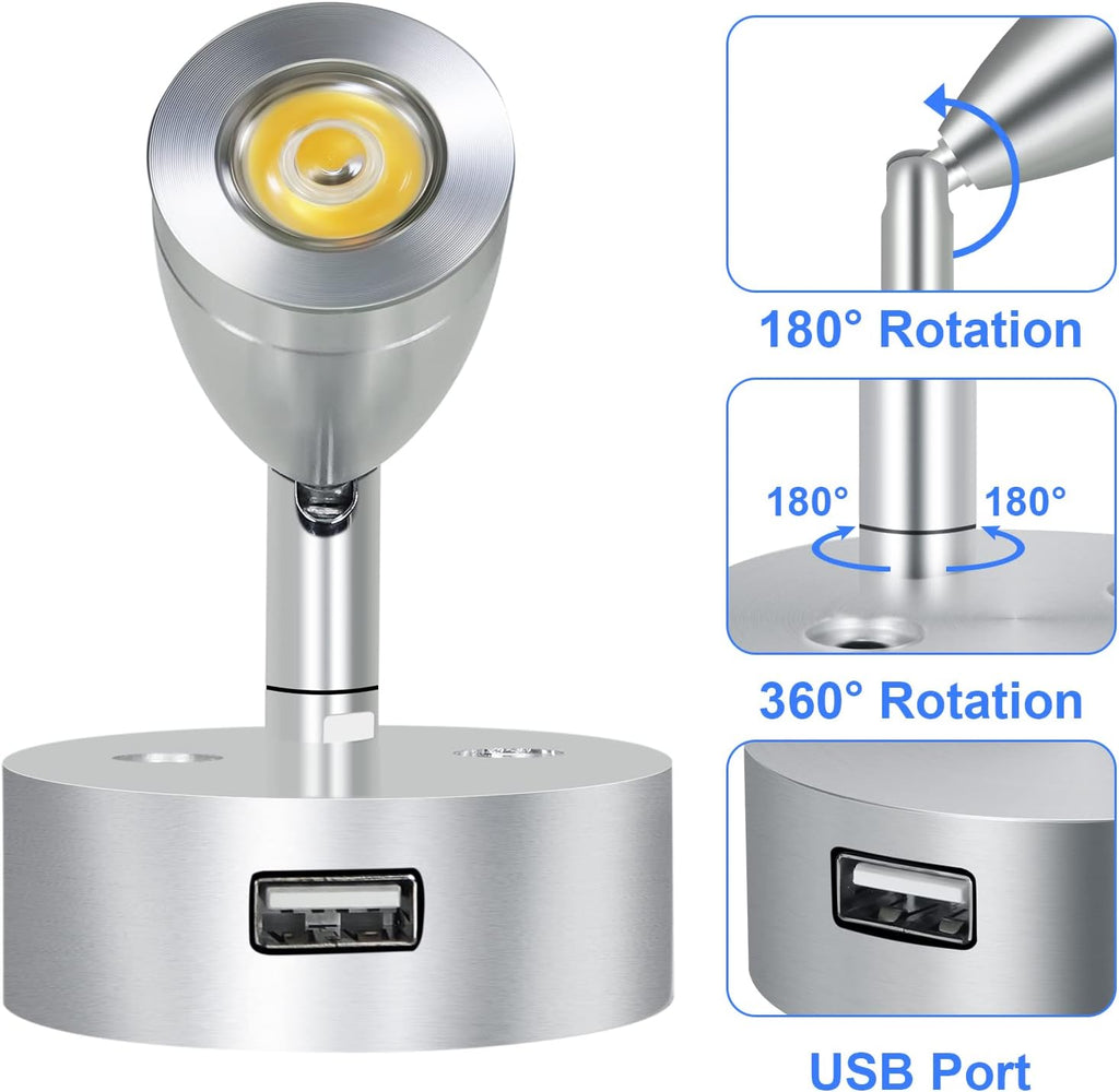 4PCS DC12-24V LED Aluminum Dimmable Warm White Reading Lamp C1377