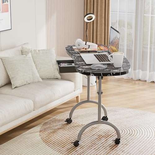 Pink Portable Manicure Nail Table with Drawer, LED Lamp, 4 Lockable Wheels, Carry Bag, Wrist Cushion, 30" H A5274