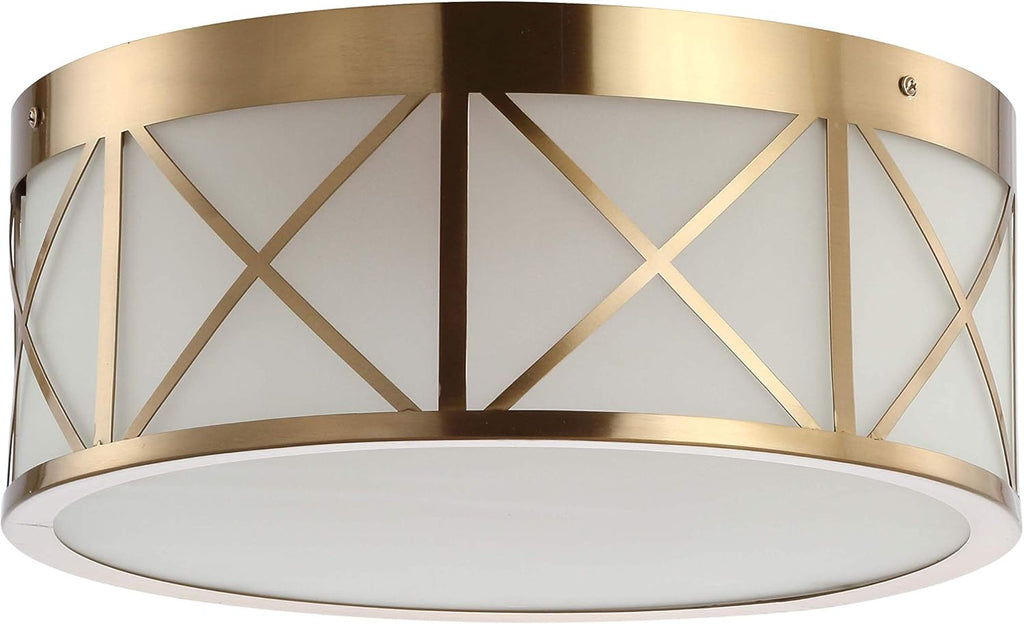 15 Drum Metal/Glass Flush Mount, Brass Gold M57241
