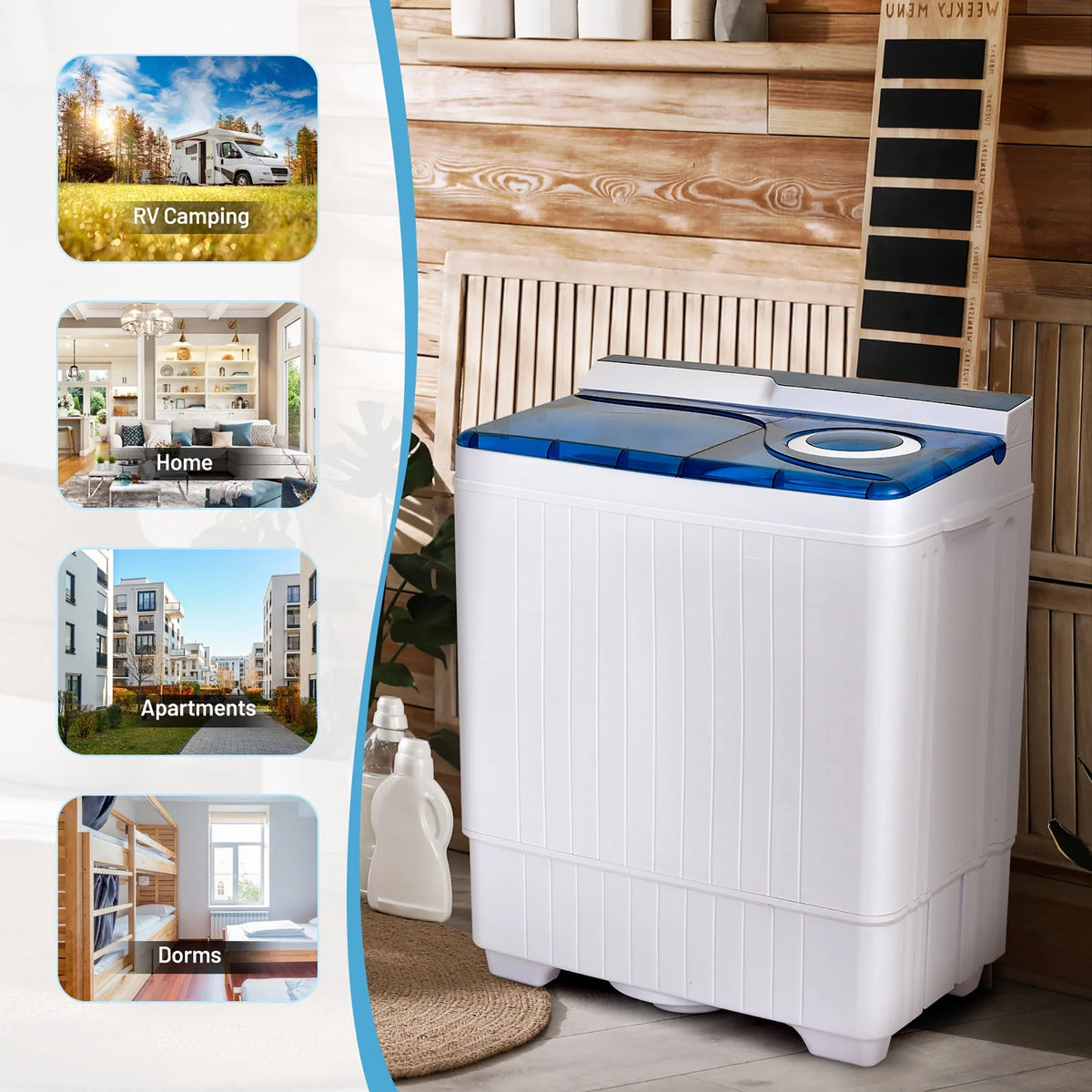 Portable Semi-automatic Washing Machine Blue H680931