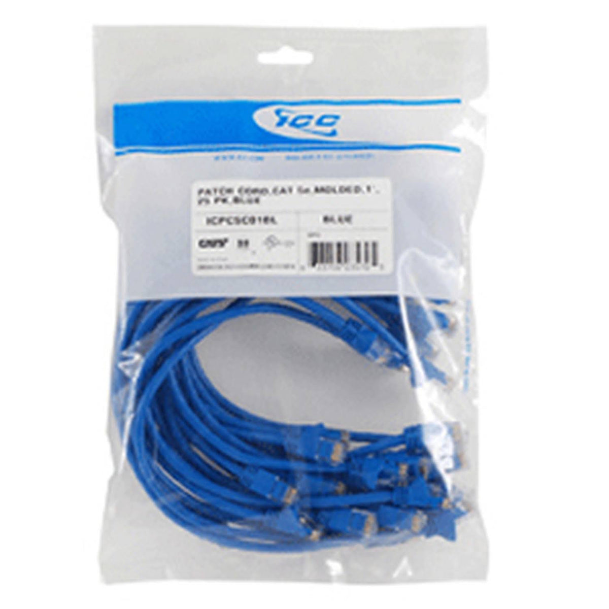 25 Pk Cat 6 Molded 3FT Blue Patch Cord A78954